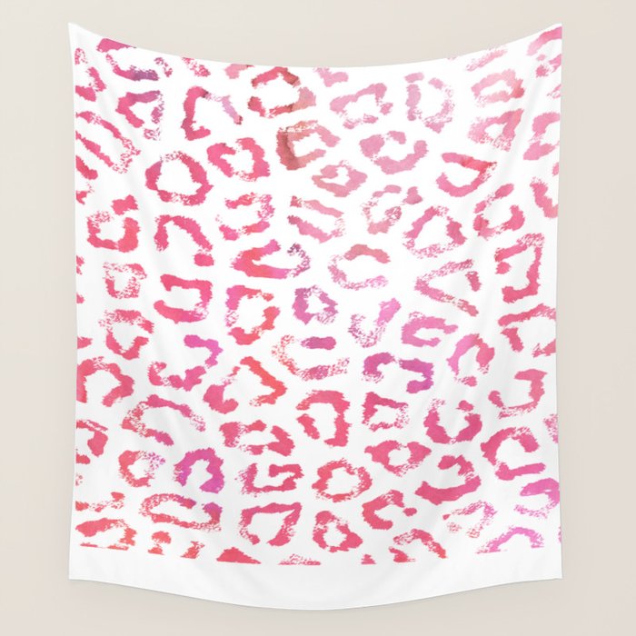 Modern white pink  watercolor animal print Wall Tapestry Gallery Image 4