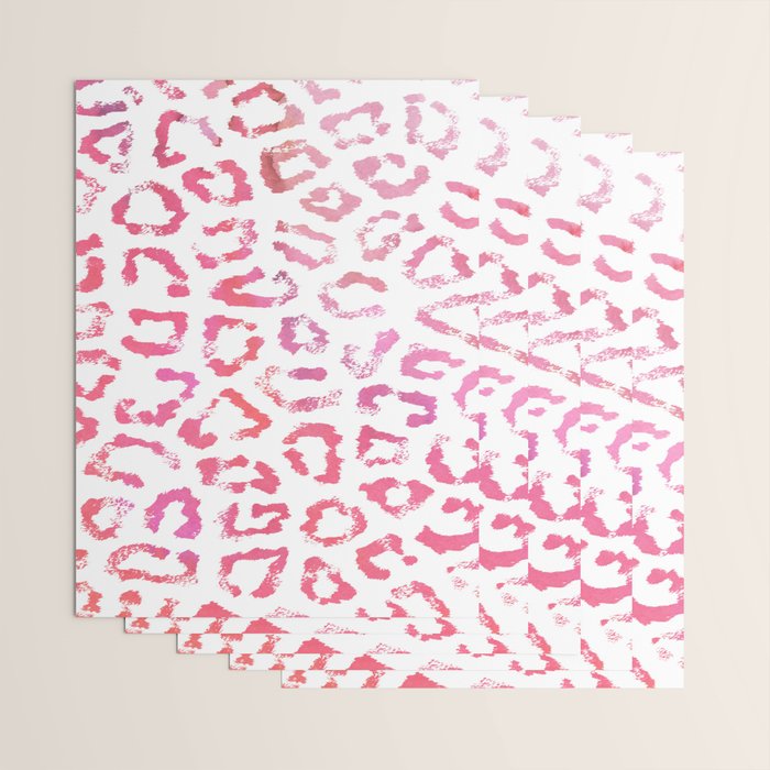 Modern white pink  watercolor animal print Wrapping Paper Gallery Image 3