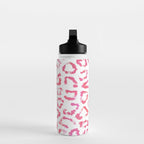 Modern white pink  watercolor animal print Water Bottle Gallery Image 3