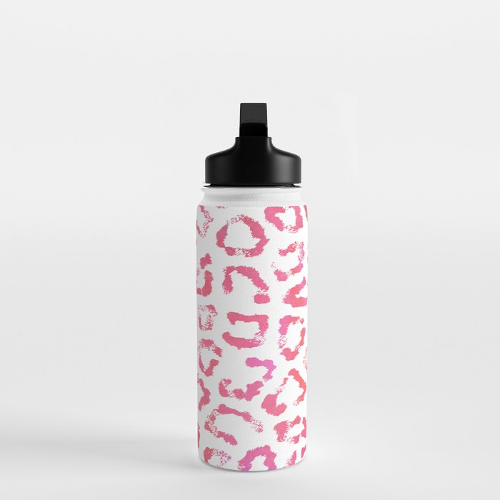Modern white pink  watercolor animal print Water Bottle Gallery Image 3