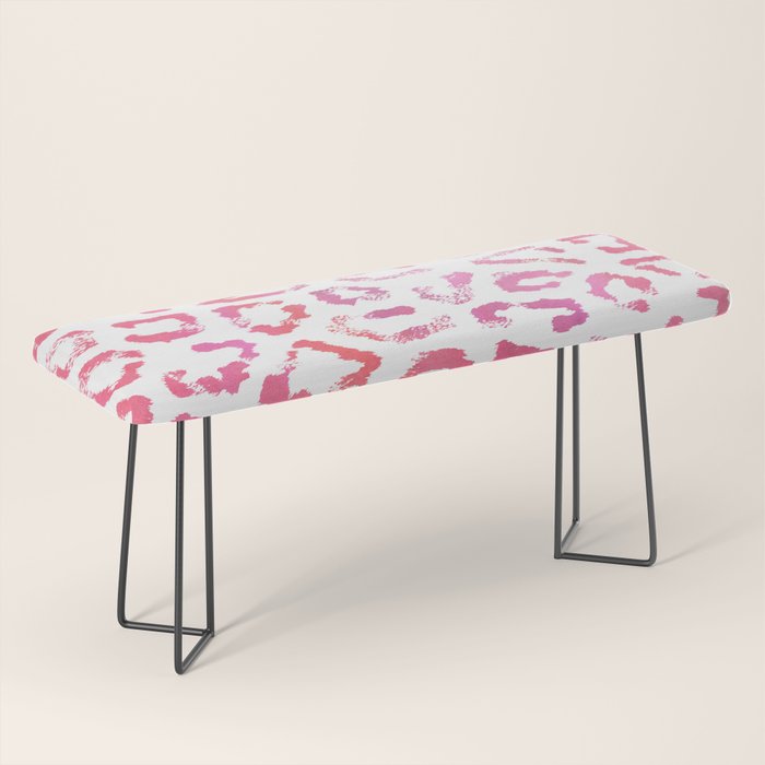 Modern white pink  watercolor animal print Bench Gallery Image 1