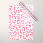 Modern white pink  watercolor animal print Wrapping Paper Gallery Image 1
