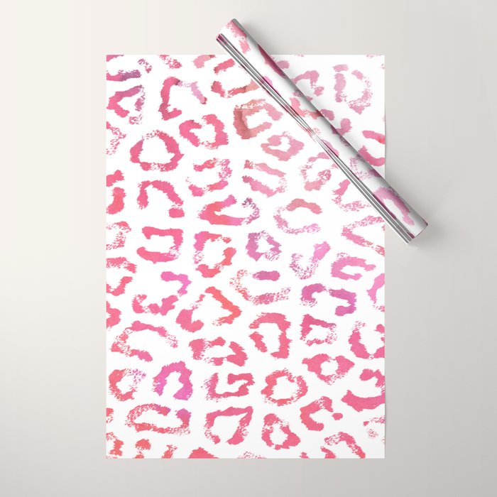 Modern white pink  watercolor animal print Wrapping Paper Gallery Image 1