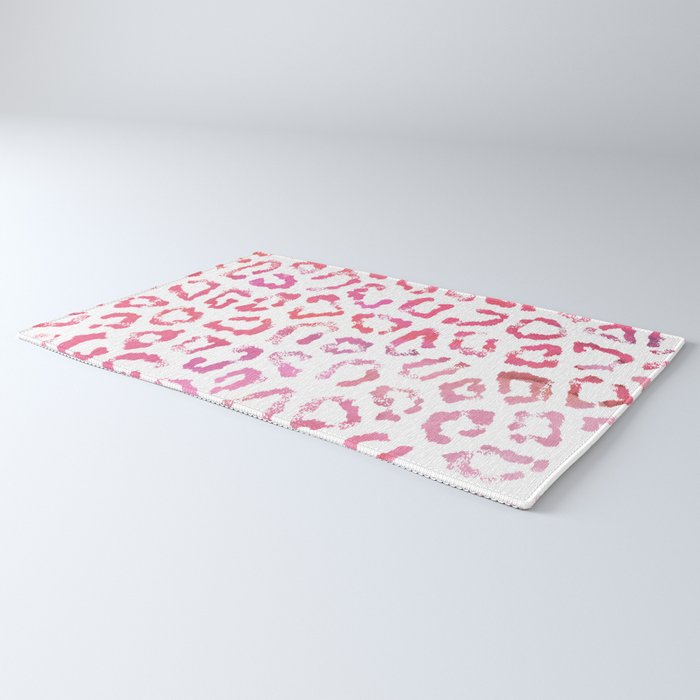 Modern white pink  watercolor animal print Rug Gallery Image 3
