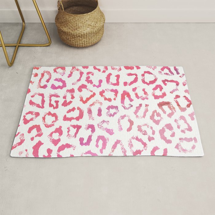 Modern white pink  watercolor animal print Rug Gallery Image 1