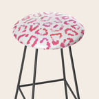 Modern white pink  watercolor animal print Stool Gallery Image 2