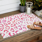 Modern white pink  watercolor animal print Outdoor Rug Gallery Image 2