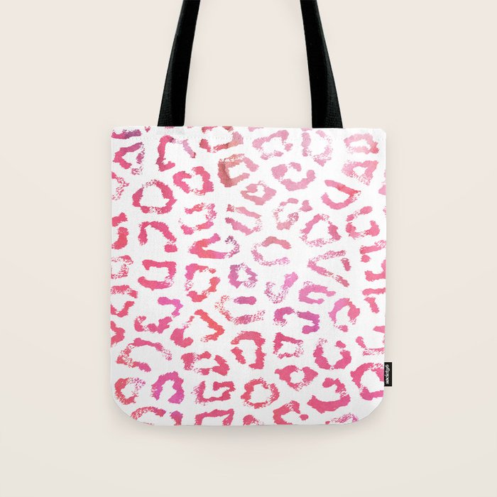 Modern white pink  watercolor animal print Tote Bag Gallery Image 1
