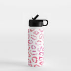 Modern white pink  watercolor animal print Water Bottle Gallery Image 1