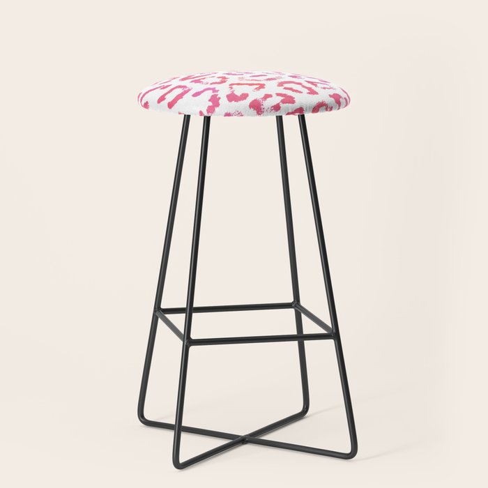 Modern white pink  watercolor animal print Stool Gallery Image 1