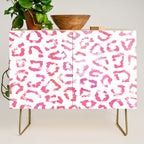 Modern white pink  watercolor animal print Credenza Gallery Image 1