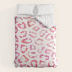 Modern white pink  watercolor animal print Duvet Cover Gallery Image 6