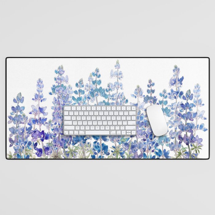 blue and purple lupin flowers horizontal  Desk Mat Gallery Image 1