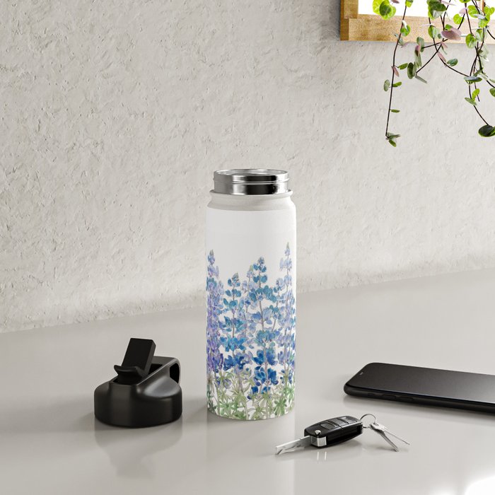 blue and purple lupin flowers horizontal  Water Bottle Gallery Image 4