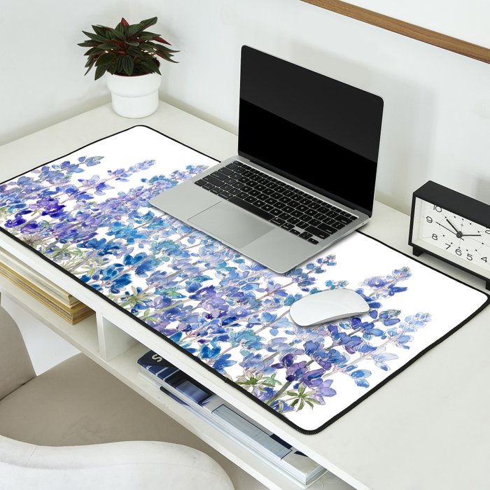 blue and purple lupin flowers horizontal  Desk Mat Gallery Image 2