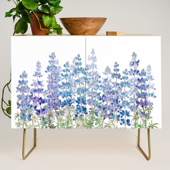 blue and purple lupin flowers horizontal  Credenza Gallery Image 1