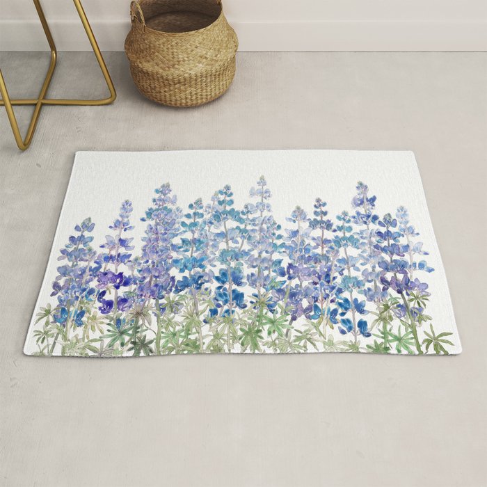 blue and purple lupin flowers horizontal  Rug Gallery Image 1