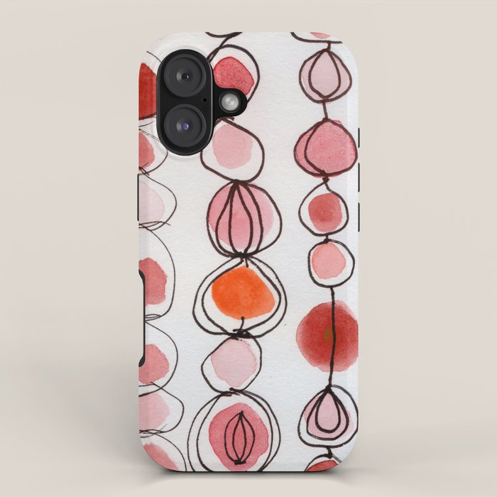 strawberries and a clementine - abstract watercolor painting pattern iPhone Case Gallery Image 1