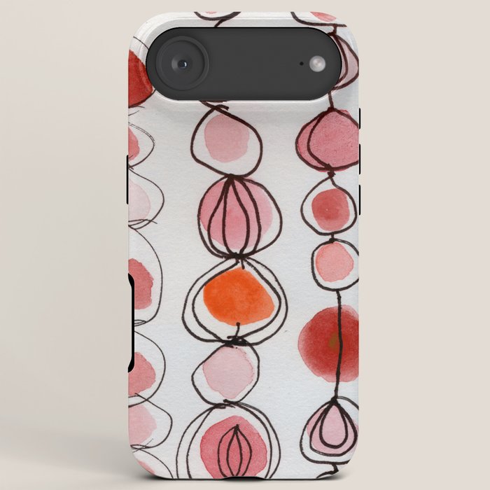 strawberries and a clementine - abstract watercolor painting pattern iPhone Case Gallery Image 6