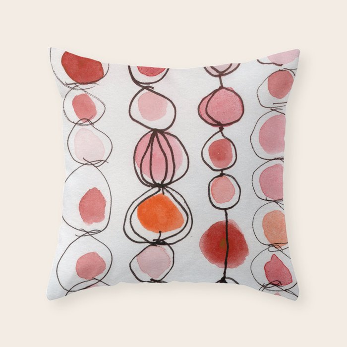 strawberries and a clementine - abstract watercolor painting pattern Throw Pillow Gallery Image 1
