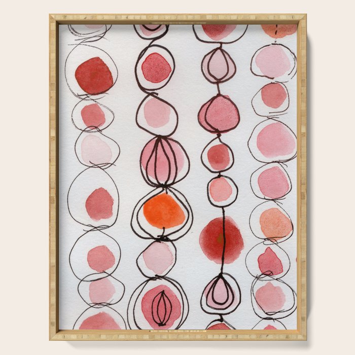strawberries and a clementine - abstract watercolor painting pattern Serving Tray Gallery Image 1