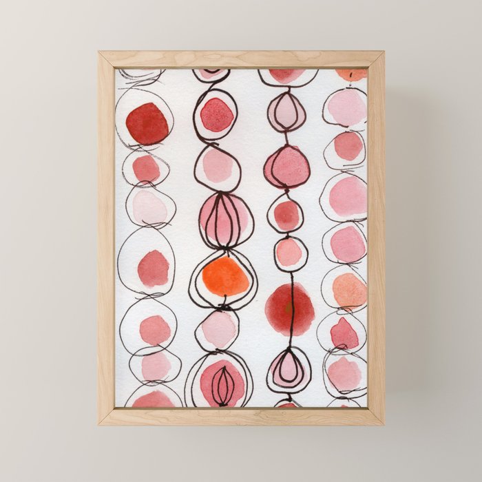 strawberries and a clementine - abstract watercolor painting pattern Mini Art Print Gallery Image 1