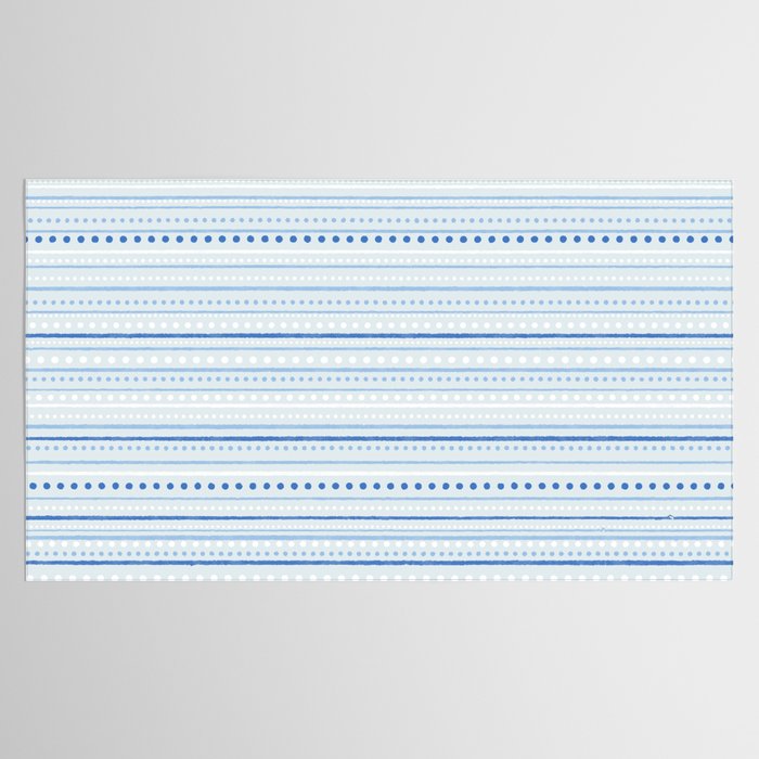 Bamako Textured Stripes and Dots Pattern in Light Blue and White Tablecloth Gallery Image 2
