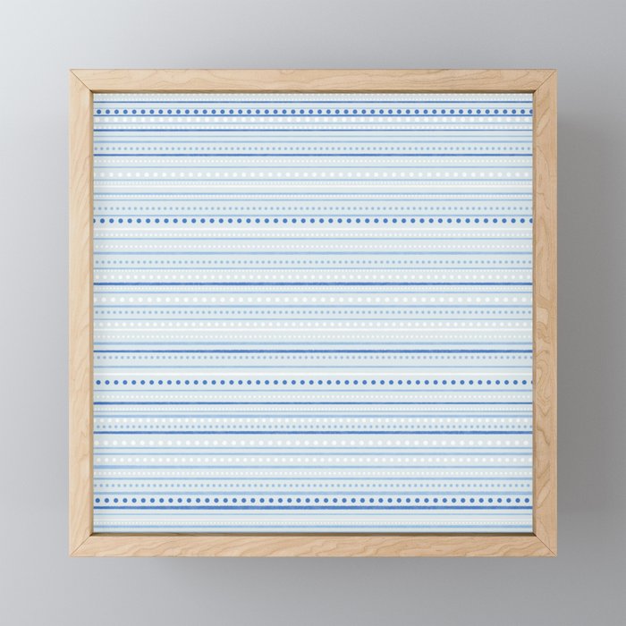 Bamako Textured Stripes and Dots Pattern in Light Blue and White Mini Art Print Gallery Image 1