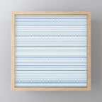 Bamako Textured Stripes and Dots Pattern in Light Blue and White Mini Art Print Gallery Image 1