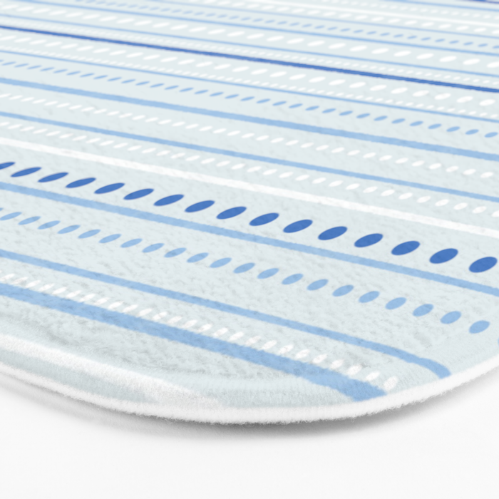 Bamako Textured Stripes and Dots Pattern in Light Blue and White Bath Mat Gallery Image 3