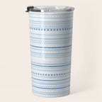 Bamako Textured Stripes and Dots Pattern in Light Blue and White Travel Mug Gallery Image 3