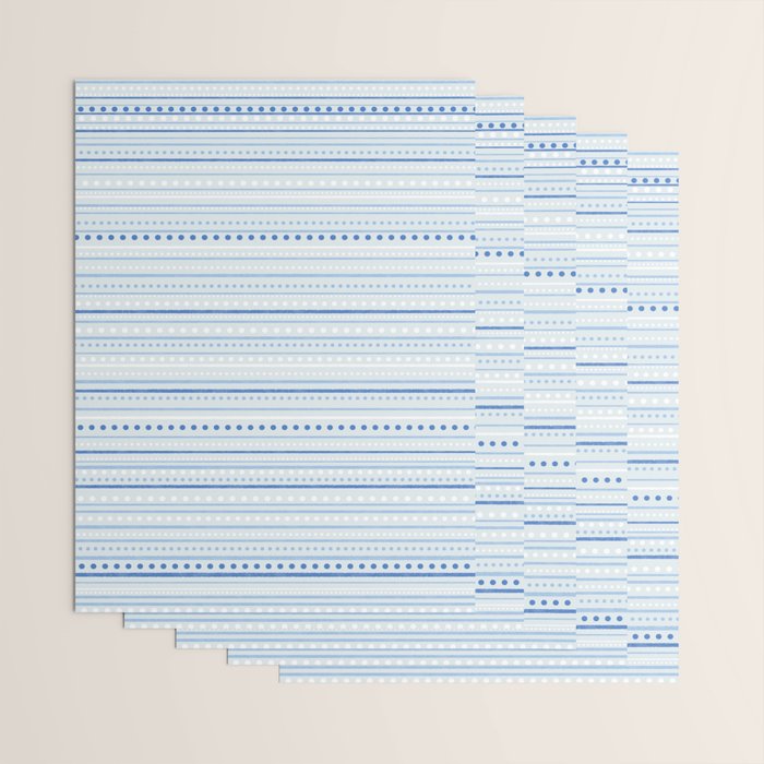 Bamako Textured Stripes and Dots Pattern in Light Blue and White Wrapping Paper Gallery Image 3