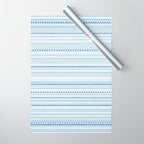 Bamako Textured Stripes and Dots Pattern in Light Blue and White Wrapping Paper Gallery Image 1
