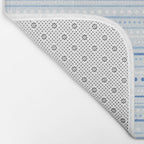 Bamako Textured Stripes and Dots Pattern in Light Blue and White Bath Mat Gallery Image 2