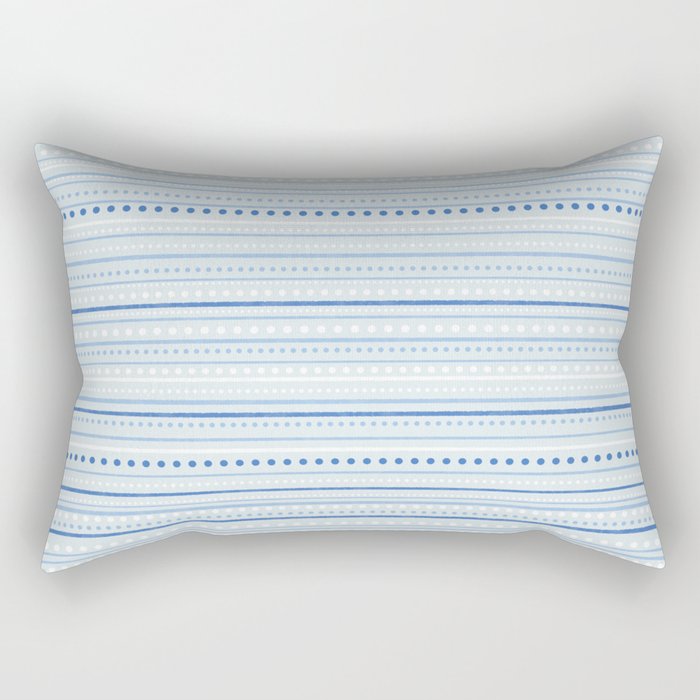 Bamako Textured Stripes and Dots Pattern in Light Blue and White Rectangular Pillow Gallery Image 2