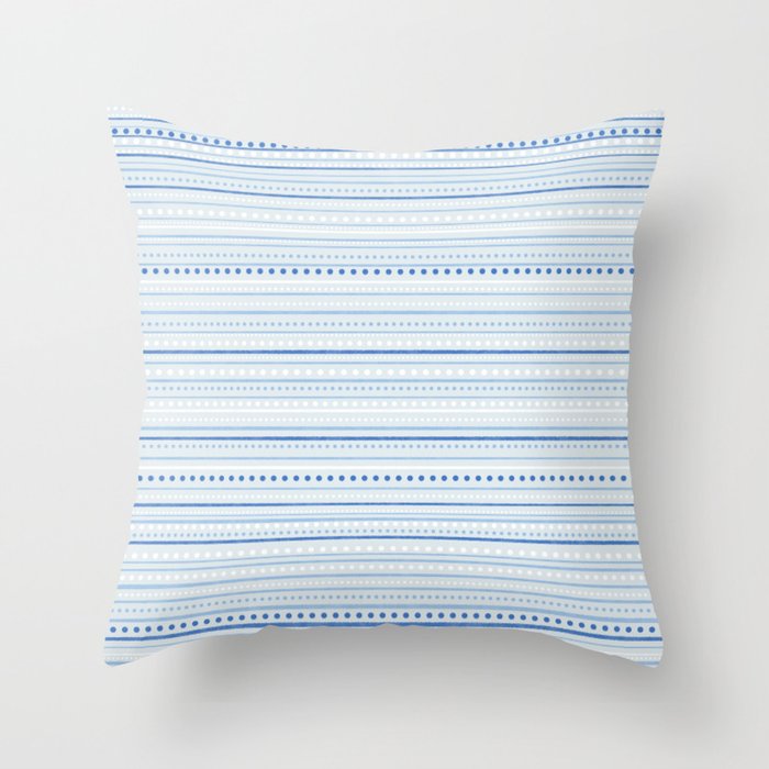 Bamako Textured Stripes and Dots Pattern in Light Blue and White Throw Pillow Gallery Image 6
