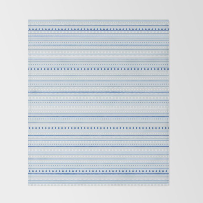 Bamako Textured Stripes and Dots Pattern in Light Blue and White Throw Blanket Gallery Image 2