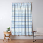 Bamako Textured Stripes and Dots Pattern in Light Blue and White Window Curtain Gallery Image 5