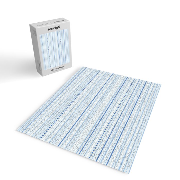 Bamako Textured Stripes and Dots Pattern in Light Blue and White Jigsaw Puzzle Gallery Image 2