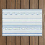 Bamako Textured Stripes and Dots Pattern in Light Blue and White Outdoor Rug Gallery Image 1
