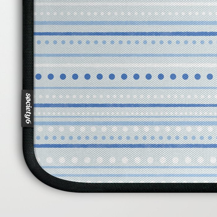 Bamako Textured Stripes and Dots Pattern in Light Blue and White Laptop Sleeve Gallery Image 3
