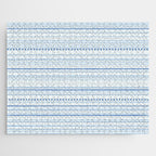 Bamako Textured Stripes and Dots Pattern in Light Blue and White Jigsaw Puzzle Gallery Image 1