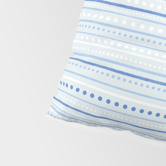 Bamako Textured Stripes and Dots Pattern in Light Blue and White Pillow Sham Gallery Image 4