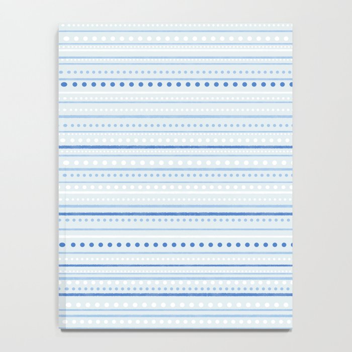 Bamako Textured Stripes and Dots Pattern in Light Blue and White Notebook Gallery Image 4