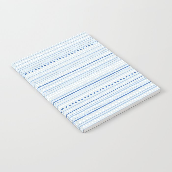 Bamako Textured Stripes and Dots Pattern in Light Blue and White Notebook Gallery Image 2