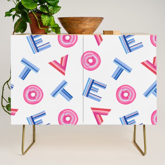 Cast Your Vote | Hand-Lettered Pattern in White Credenza Gallery Image 1