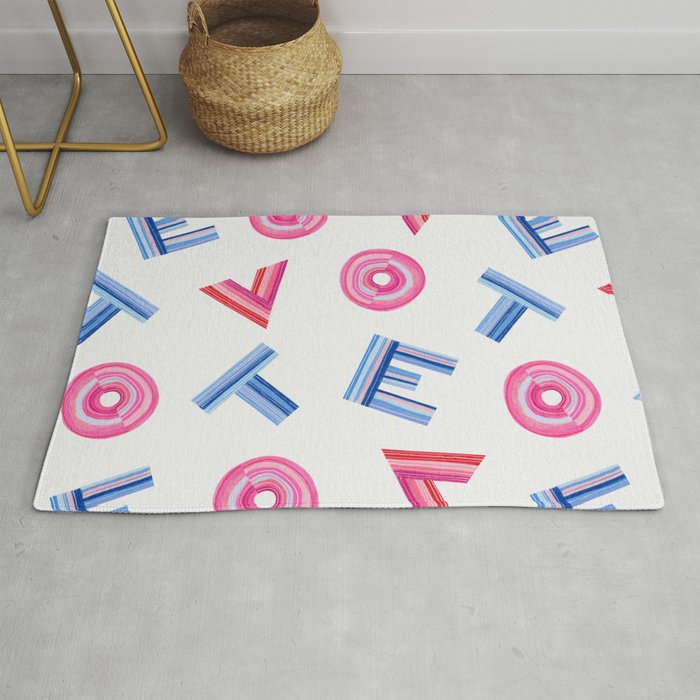 Cast Your Vote | Hand-Lettered Pattern in White Rug Gallery Image 1