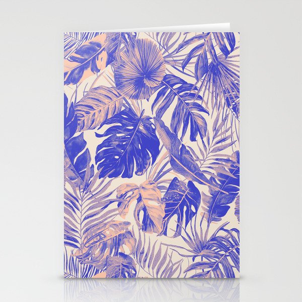 Blue and pink leafy jungle J Stationery Card Gallery Image 1