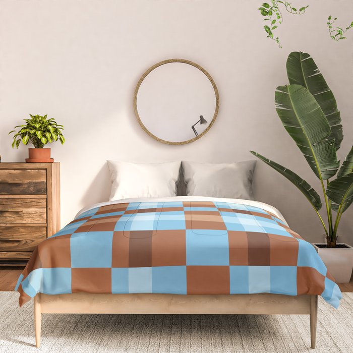 Checker Plaid - blue brown Comforter Gallery Image 3