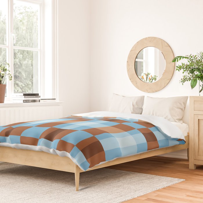Checker Plaid - blue brown Duvet Cover Gallery Image 2